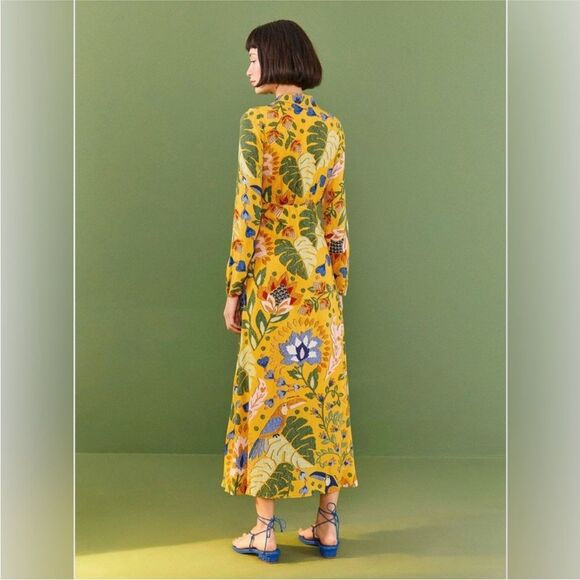 FARM Rio Yellow Summer Garden Maxi Dress Small - worn once - Picture 2 of 10